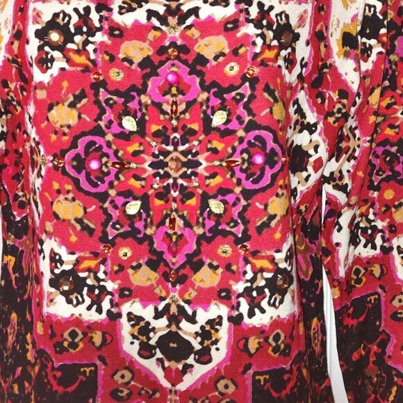 Ruby Rd fall light weight embellished petite  sweater  Sz M petite NWOT - Picture 3 of 6